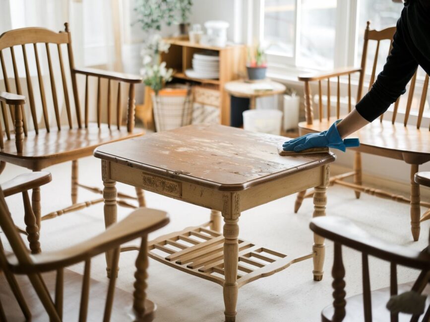 Przygotowana mieszanka oliwy i soli do czyszczenia przebarwień na blacie